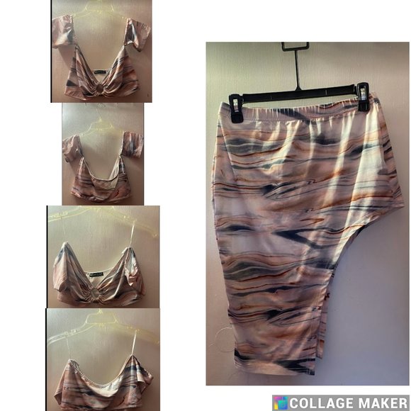 Marble O-Ring Bardot With Asymmetrical Skirt (M) - Picture 1 of 6
